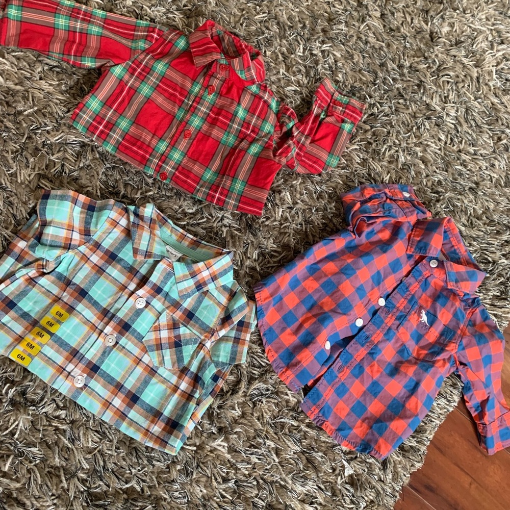 Button up shirts-3,6,9 month